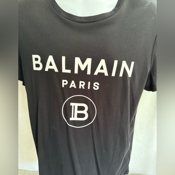 New Men's Balmain Paris Black Short Sleeve Tee